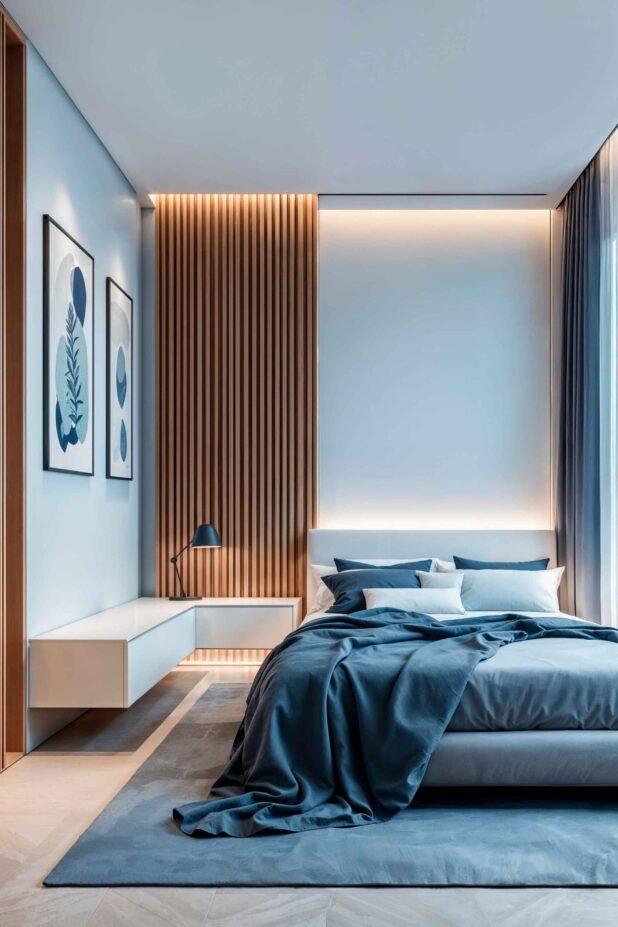 stylish-modern-bedroom-with-wooden-paneling